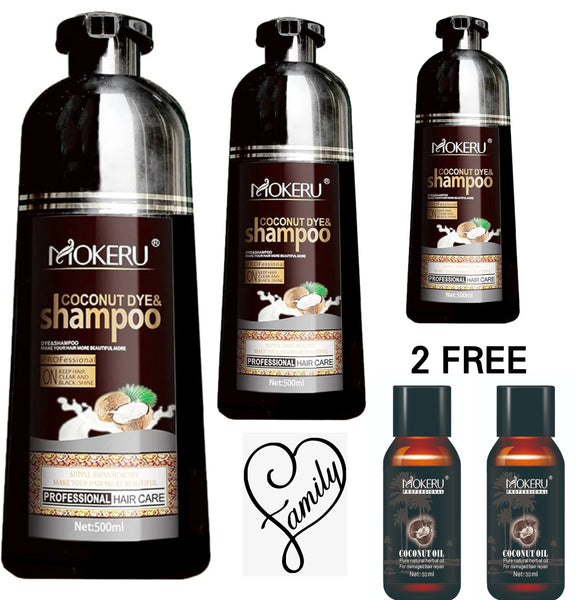 MOKERU ココナッツ染料シャンプー 500ml 3 Pcs Coconut Hair Color Shampoo | Mokeru Coconut Dye