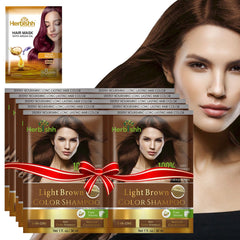 Light Brown Color Shampoo 10 Sachets - Herbishh Hair Dye.