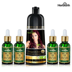 Hair care set- 1pc color shampoo + 4pcs Argan hair Oil Serum Hair Beauty.