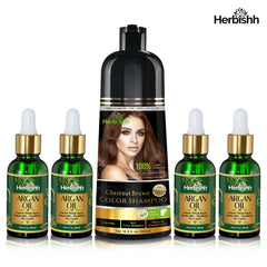 Hair care set- 1pc color shampoo + 4pcs Argan hair Oil Serum Hair Beauty.