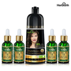 Hair care set- 1pc color shampoo + 4pcs Argan hair Oil Serum Hair Beauty.