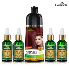 Hair care set- 1pc color shampoo + 4pcs Argan hair Oil Serum Hair Beauty.