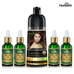 Hair care set- 1pc color shampoo + 4pcs Argan hair Oil Serum Hair Beauty.