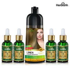 Hair care set- 1pc color shampoo + 4pcs Argan hair Oil Serum Hair Beauty.