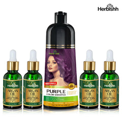 Hair care set- 1pc color shampoo + 4pcs Argan hair Oil Serum Hair Beauty.