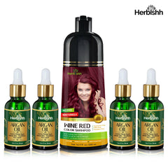 Hair care set- 1pc color shampoo + 4pcs Argan hair Oil Serum Hair Beauty.