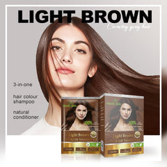 Light Brown Color Shampoo 10 Sachets - Herbishh Hair Dye.