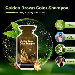 Golden Brown PPD Free Hair Color Shampoo 10 Sachet - Herbishh Hair Dye.