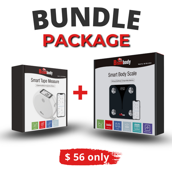 Bundle - Bisonbody Smart Body Scale 20 Body Metrics Measurement + Smart Body Tape Measure
