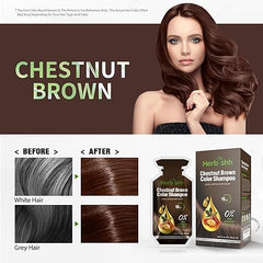 Chestnut Brown PPD Free Hair Color Shampoo 10 Sachet - Herbishh Hair Dye.