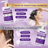 Keratin Shampoo & Conditioner Set | Repair & Smooth Dry Damaged Hair | Hydrating Anti-Frizz Hair Care Duo