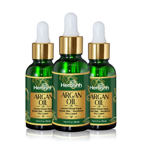 3pcs Organic Argan Oil - Herbishh Hair Oil.
