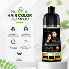 Herbishh Black Hair Color Shampoo-200ml Hair Dye.