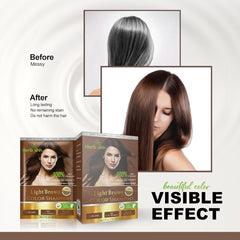 Light Brown Color Shampoo 10 Sachets - Herbishh Hair Dye.