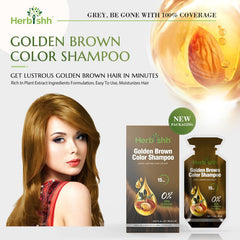 Golden Brown PPD Free Hair Color Shampoo 10 Sachet - Herbishh Hair Dye.