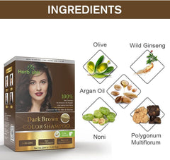 Dark Brown Travel size Color Shampoo 10 Sachets - Herbishh Hair Dye.