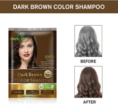 Dark Brown Travel size Color Shampoo 10 Sachets - Herbishh Hair Dye.