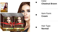 Chestnut Brown Color Shampoo 10 Sachets-Herbishh Hair Dye.