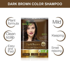 Dark Brown Travel size Color Shampoo 10 Sachets - Herbishh Hair Dye.