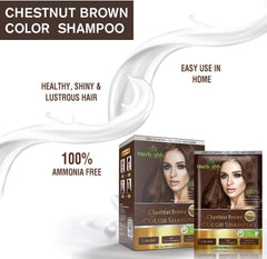 Chestnut Brown Color Shampoo 10 Sachets-Herbishh Hair Dye.