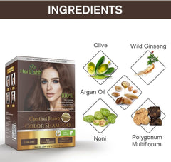Chestnut Brown Color Shampoo 10 Sachets-Herbishh Hair Dye.