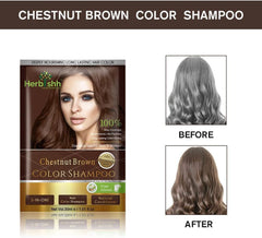 Chestnut Brown Color Shampoo 10 Sachets-Herbishh Hair Dye.