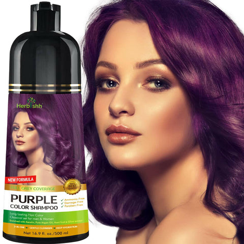 Herbishh Purple Hair Color Shampoo Hair Dye.