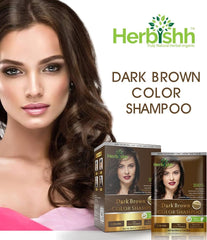 Dark Brown Travel size Color Shampoo 10 Sachets - Herbishh Hair Dye.