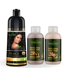 Ultimate Combo of Color Shampoo & Thickening Set - Herbishh Hair Dye.