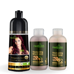 Ultimate Combo of Color Shampoo & Thickening Set - Herbishh Hair Dye.