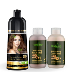 Ultimate Combo of Color Shampoo & Thickening Set - Herbishh Hair Dye.