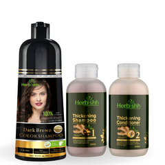 Ultimate Combo of Color Shampoo & Thickening Set - Herbishh Hair Dye.