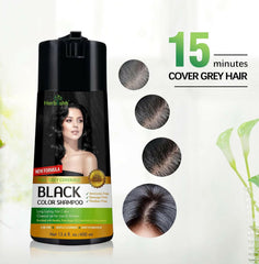 Black Hair Color Shampoo 400ml- Herbishh Hair Dye.
