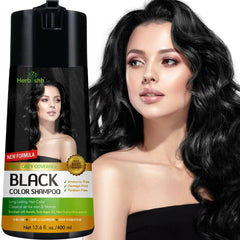 Black Hair Color Shampoo 400ml- Herbishh Hair Dye.