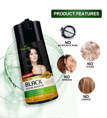 Black Hair Color Shampoo 400ml- Herbishh Hair Dye.
