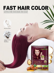 Wine Red Travel size Color Shampoo 10 Sachets - Herbishh Hair Dye.