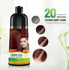 cover grey hair with hair color shampoo grape red Herbishh