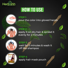Light Brown Color Shampoo 10 Sachets - Herbishh Hair Dye.