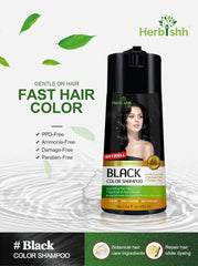 Black Hair Color Shampoo 400ml- Herbishh Hair Dye.