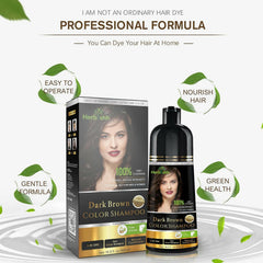 Dark Brown Hair Color Shampoo 500ml- Herbishh Hair Dye. Herbal formula