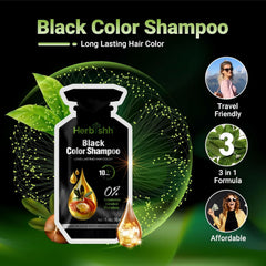 Mild Formula-Based Black Hair Color Shampoo Sachets - Herbishh Hair Dye.