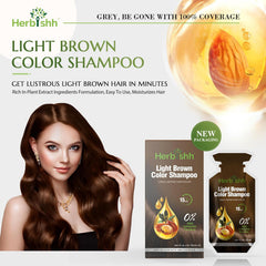 Light Brown PPD Free Hair Color Shampoo Sachet - Herbishh Hair Dye.