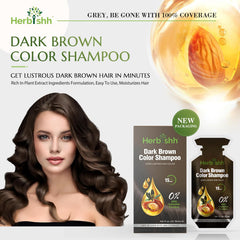 Dark Brown PPD Free Hair Color Shampoo 10 Sachet - Herbishh Hair Dye.