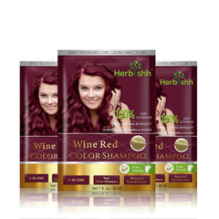 Wine Red Travel size Color Shampoo 10 Sachets - Herbishh Hair Dye.