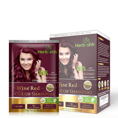 Wine Red Travel size Color Shampoo 10 Sachets - Herbishh Hair Dye.
