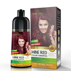 Wine Red Color Shampoo PPD Free 100 grey coverage 