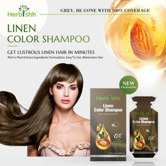 Linen PPD Free Hair Color Shampoo 10 Sachets-Herbishh Hair Dye.