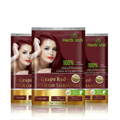 Grape red color shampoo sachet