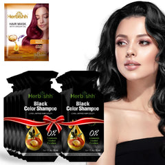 Black Hair Color Shampoo 10 Sachet- Herbishh Hair Dye.