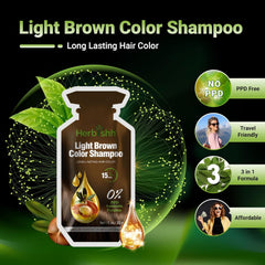 Light Brown PPD Free Hair Color Shampoo Sachet - Herbishh Hair Dye.